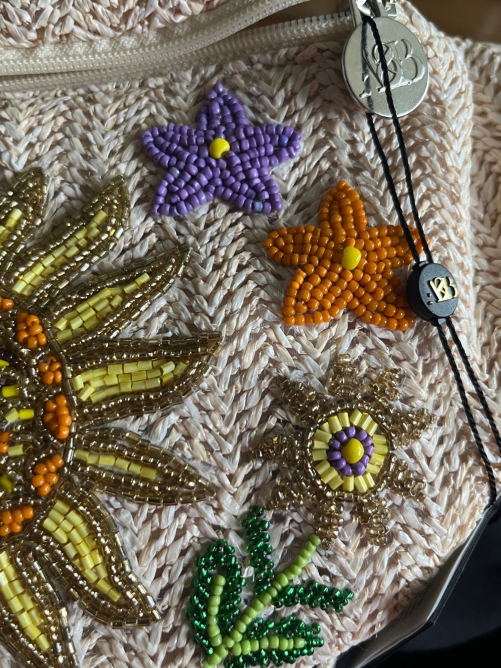 Beaded Sunflower Crossbody Bag in Cream - Picture 4 of 4